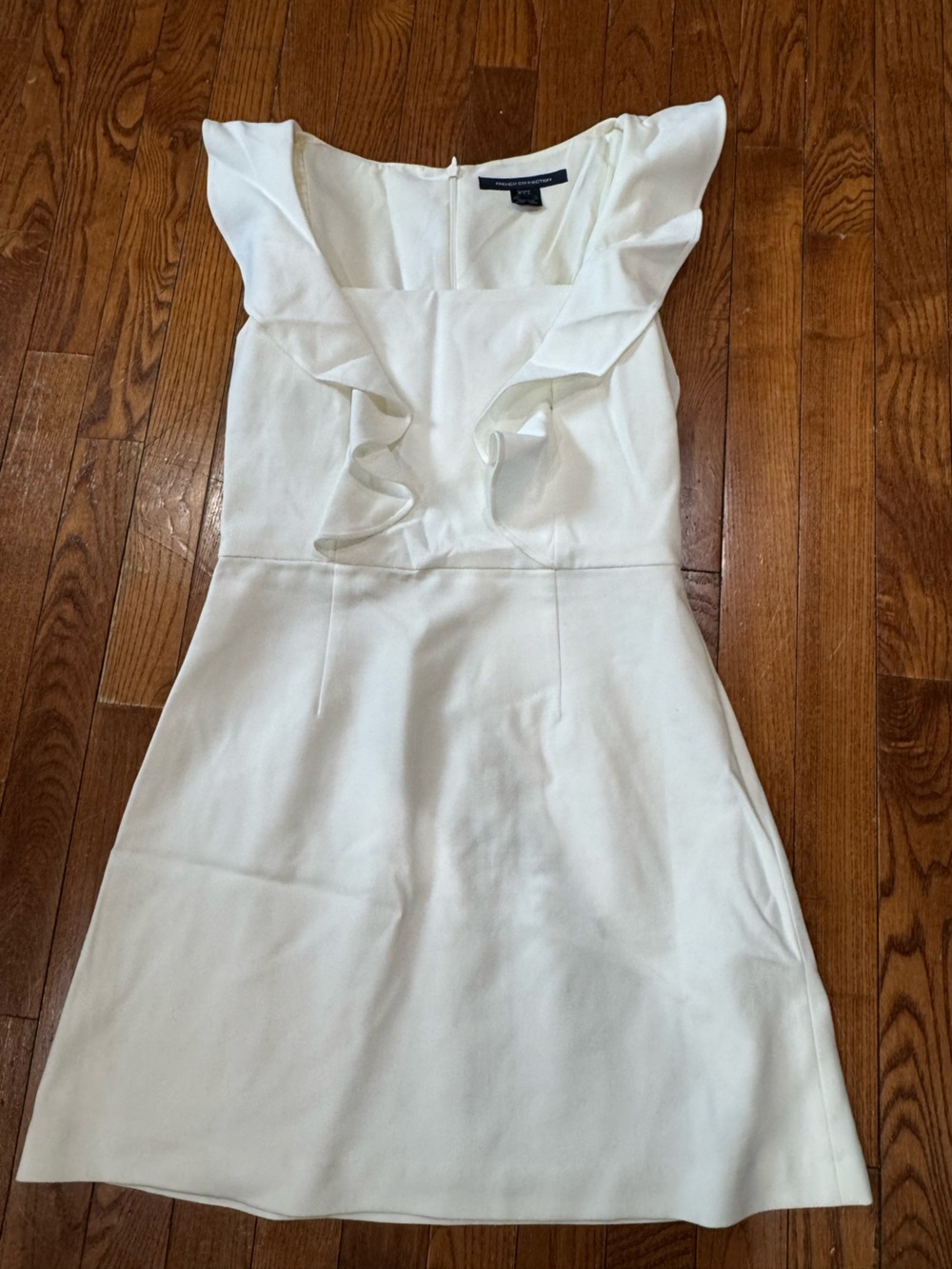 French Connection White Ruffle Sleeve A-Line Dress - Picture 2 of 9